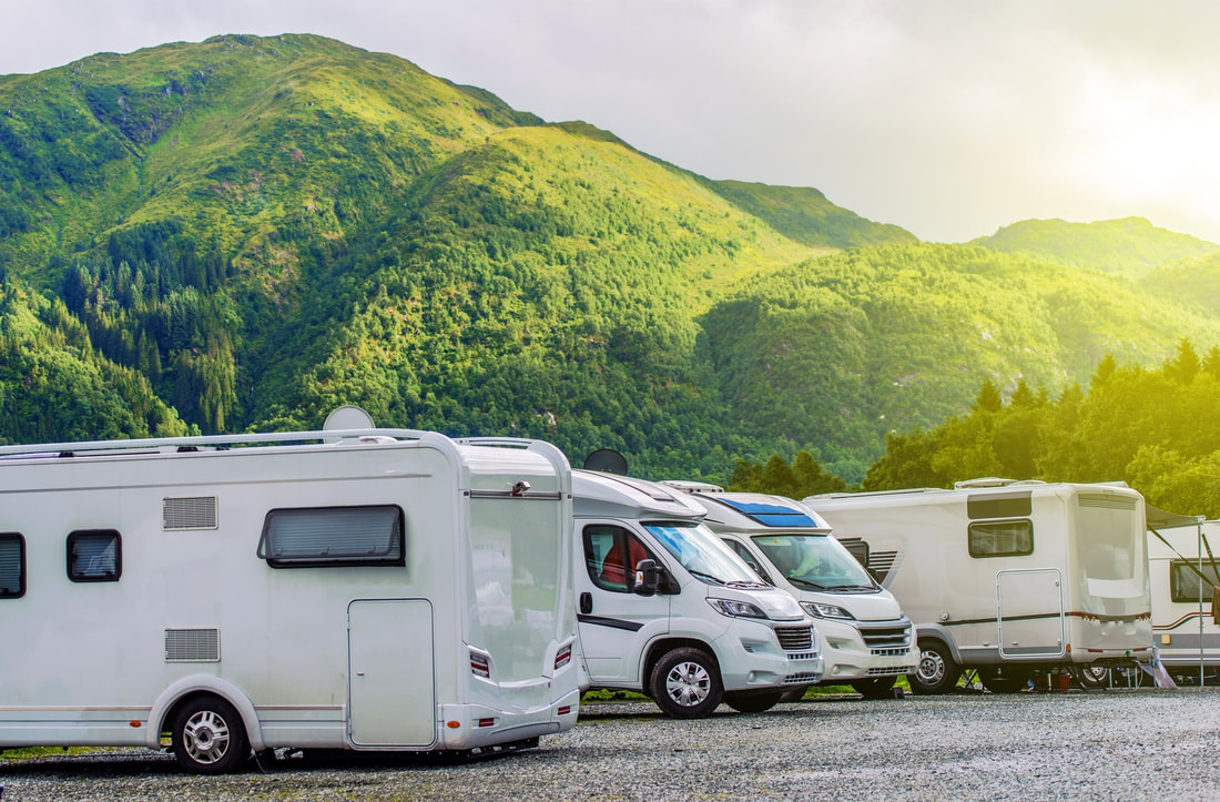 RV cars on the mountain